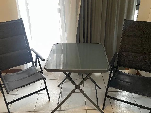 Mesa Dobrável - tampo de vidro