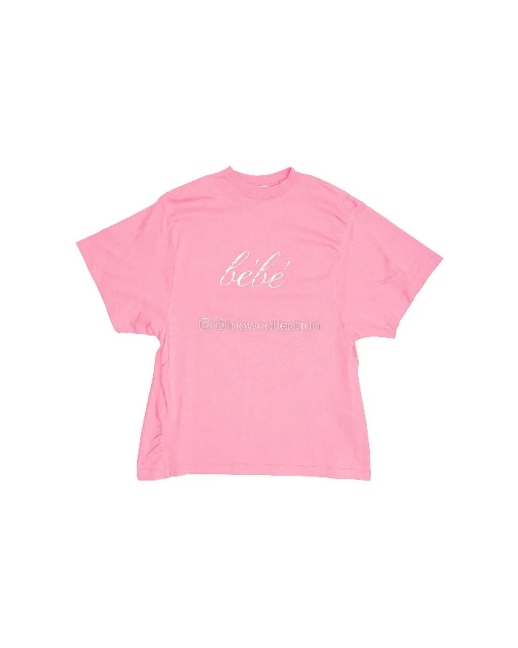 camiseta oversize balenciaga bebe rhinestone em rosa