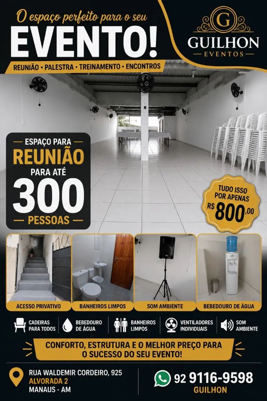ESPAÇO PARA REUNIÕES, PALESTRAS E TREINAMENTOS - ATÉ 300 PESSOAS