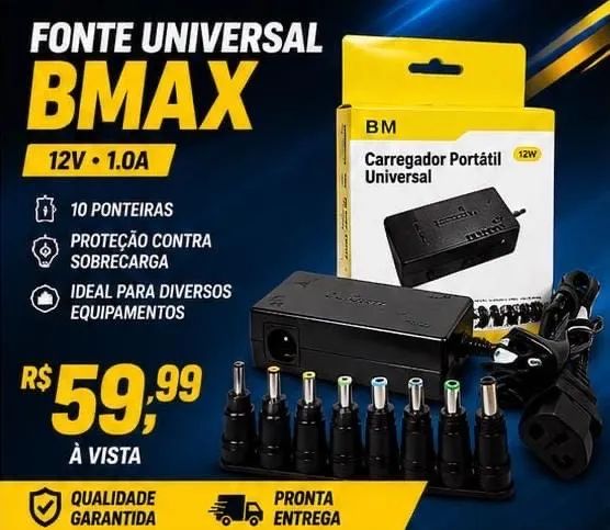 Fonte universal BMAX 12 V 1.0 A 