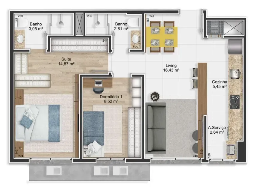 PLANTA 64m²