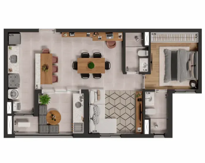 PLANTA 67m²