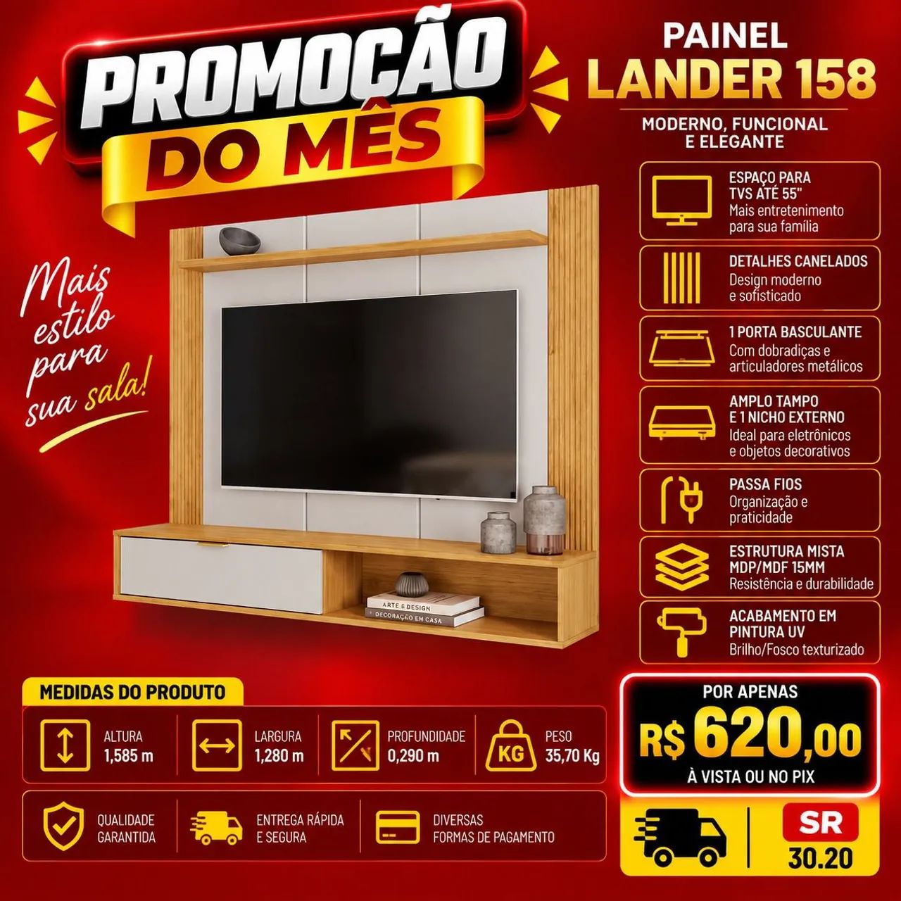 Painel Lander 55 Polegadas 