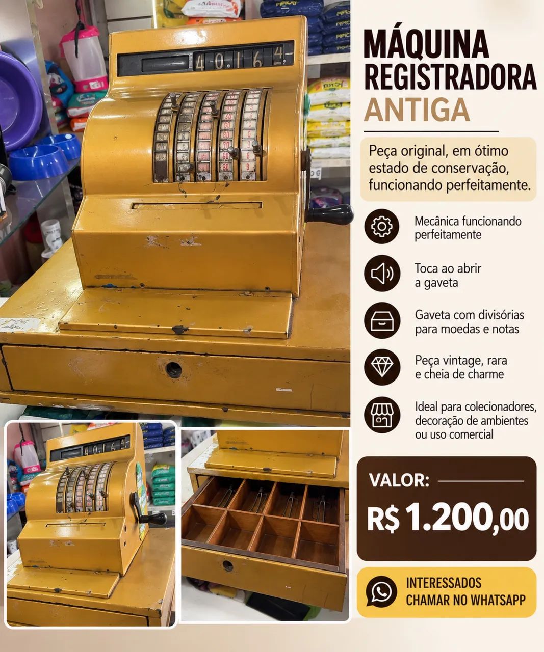 Caixa registradora antiga  - Foto 3