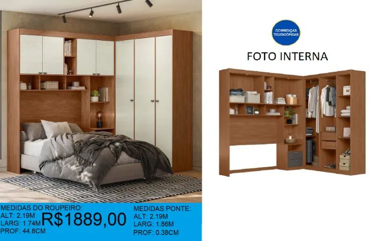 Roupeiro - modulado - lugano - compre hoje e receba em até 72 horas  - Foto 2