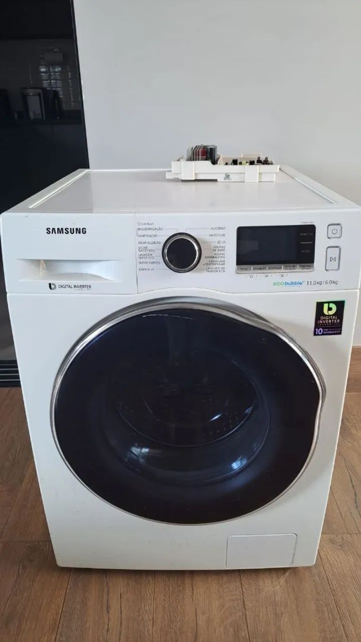 Samsung lava e seca placa queimada
