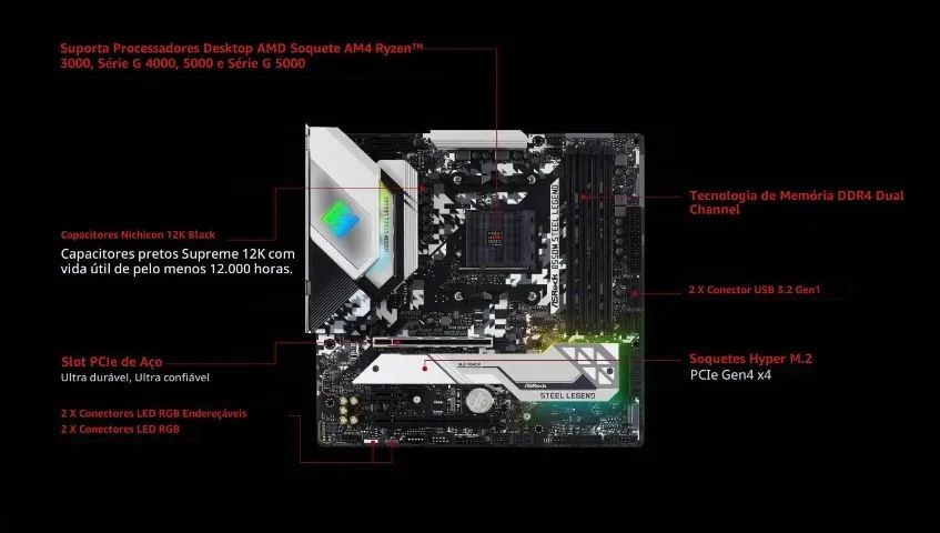 Processador AMD Ryzen 7 5700G (AM4/8Cores/16Threads + Placa-Mãe