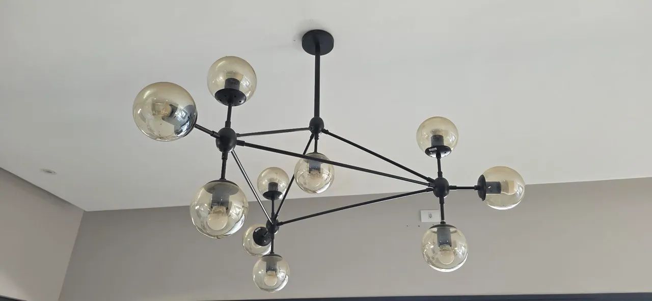 Luminária pendente orbe preto/âmbar  - Foto 5