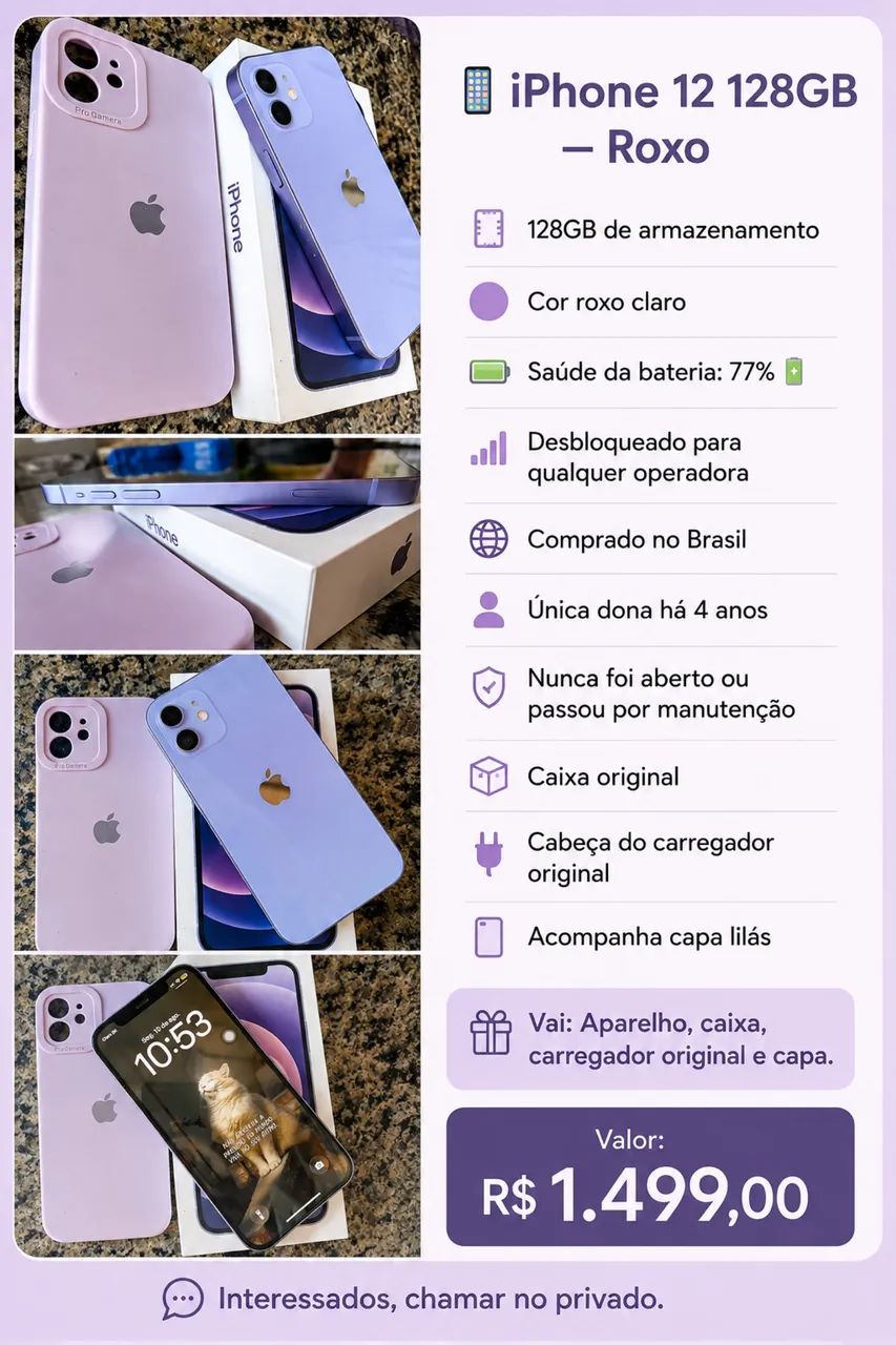 Iphone 12 128GB Roxo - Foto 5