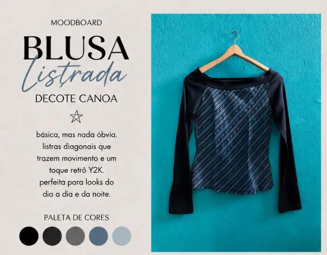 Blusa Manga Longa Listrada com Decote Canoa - Foto 3