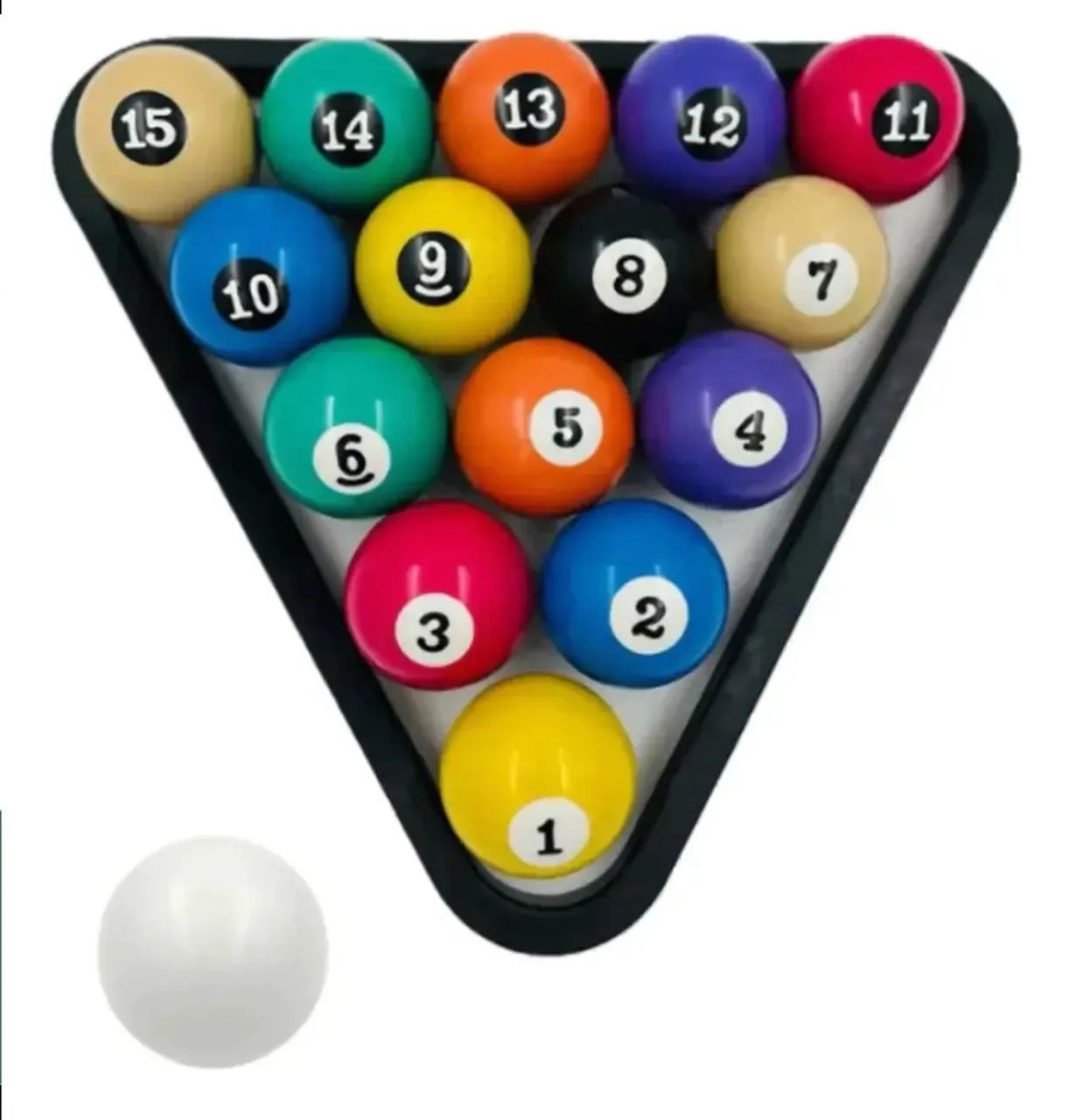 Kit Jogo Bolas Sinuca 54mm Com Bola Branca 58mm E Triângulo - Foto 4