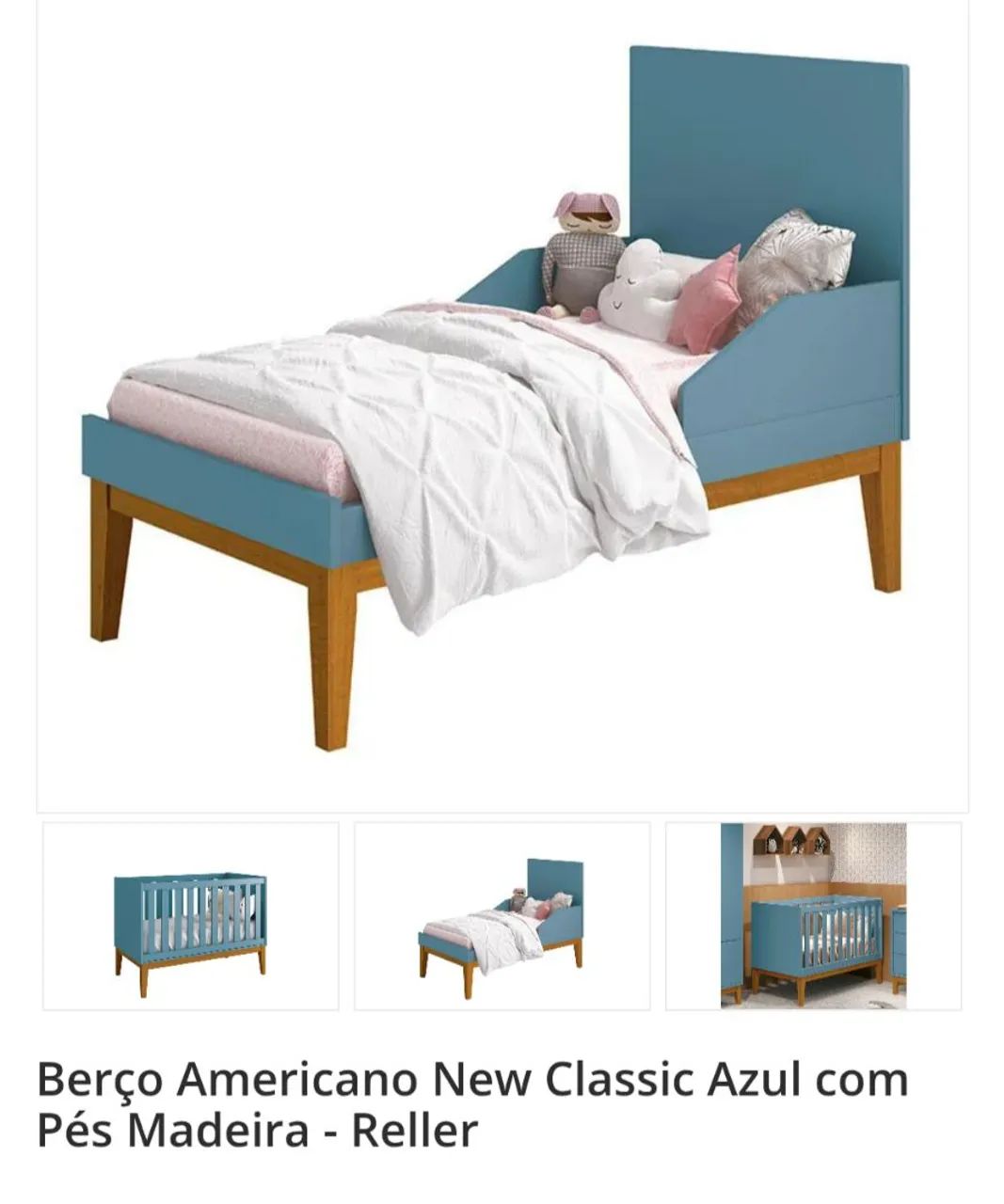 Berço americano Reller azul com colchão  - Foto 3