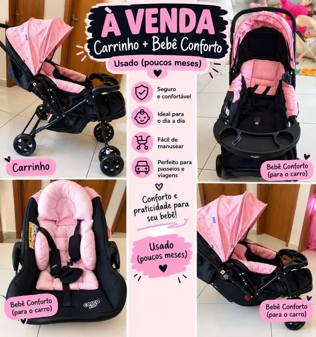 Carrinho de bebê + Bebê conforto 