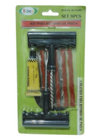 (NOVO) Kit Reparo de Pneu Sem Câmara Furado Carro e Moto 8 peças - Foto 2