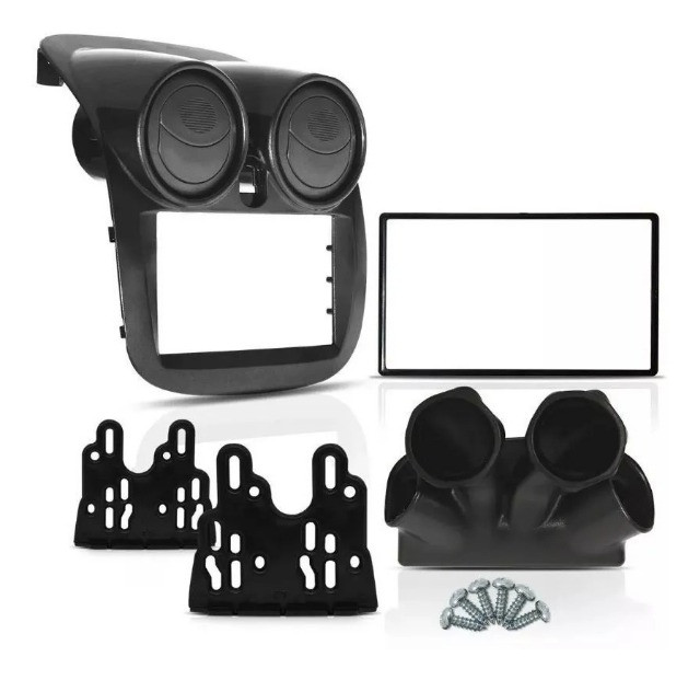 Moldura De Painel Dvd 2 Din Fiat Grand Siena 2013 à 2020 - Com Duto de Ar - Black Piano - Foto 2