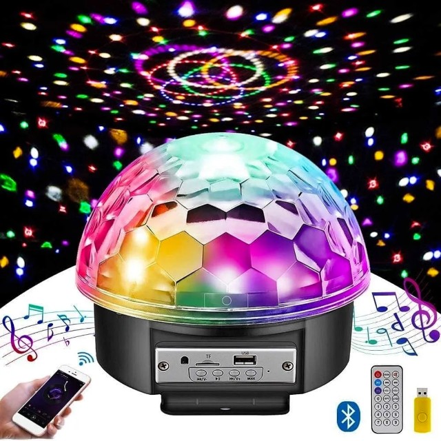 Caixa de Som Bluetooth Globo de Luz Led Giratorio Mp3 Usb - Foto 2