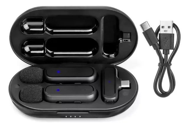 Microfone De Lapela Duplo Profissional Influencer Youtuber Cor Preto - Foto 2