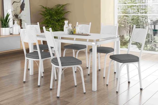 Mesa Malva Tampo de Vidro 6 Cadeiras s64 - Foto 3