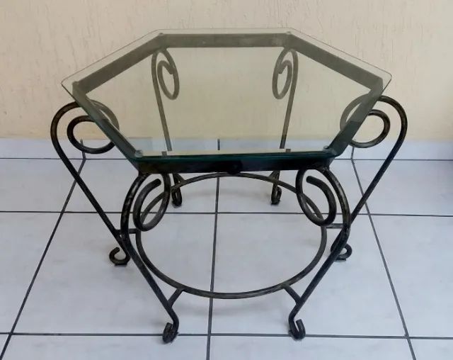 Mesinha de Centro Ferro Patinado c/ Vidro Bisotado - Foto 3