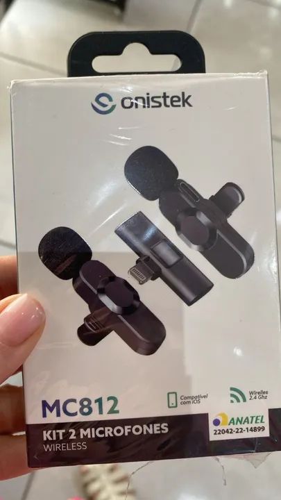 Kit 2 Microfones de Lapela Wireless Sem Fio -IOS Lightning Onistek -MC812 Loja Coimbra 