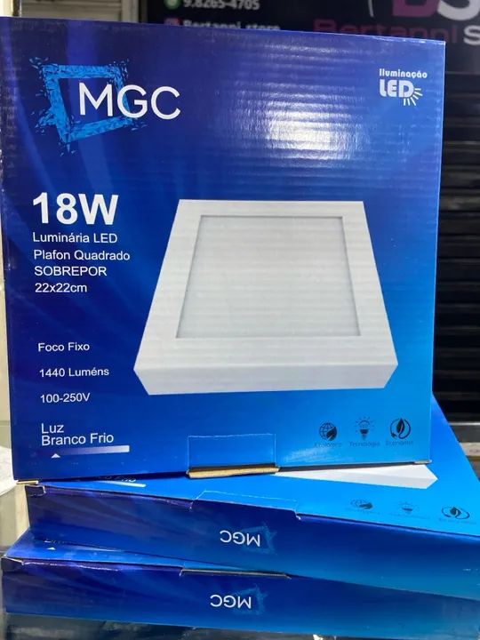 Painel 18w Sobrepor 22x22 6500k 1 ano de garantia 