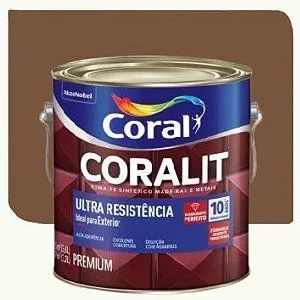 Tinta Esmalte Coral Coralit Ultra Resistência Brilhante Marrom Conhaque 3,6 Litros