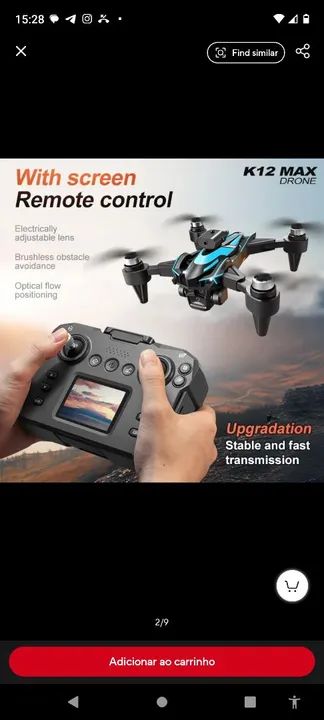 Drone K 12 MAX ,Com tela LCD Nova Versão 64308895508610120
