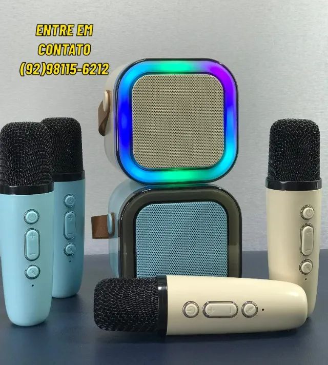 Caixa de Som Profissional Karaokê e Microfone - Sem Fio Bluetooth - Entrega 9h as 22h - Foto 2