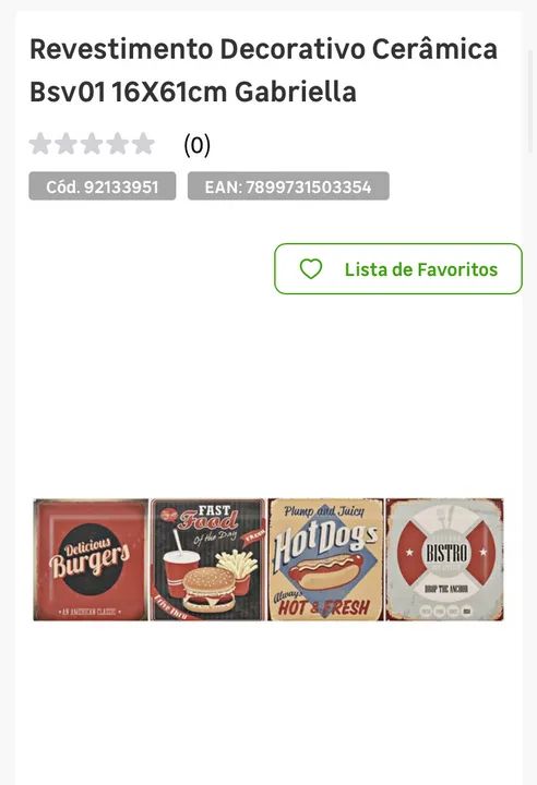 Revestimento Decorativo Cerâmica Bsv01 16X61cm Gabriella