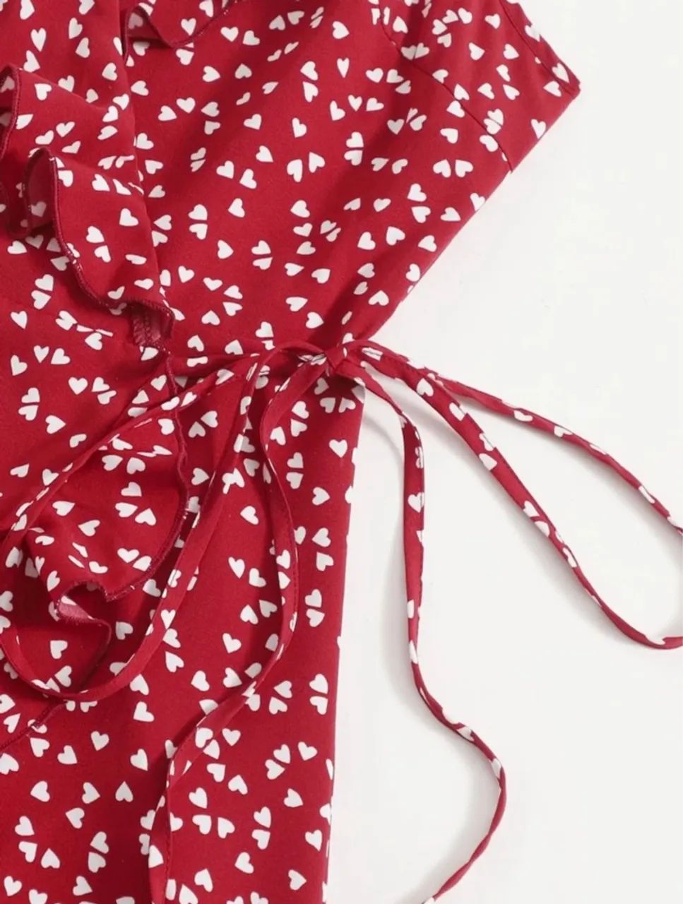 Vestido vermelho floral com babado - Foto 3
