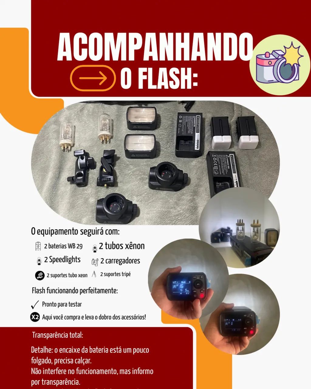 Godox AD200 Pro + Acessórios em Dobro (2 baterias + extras) - Foto 4