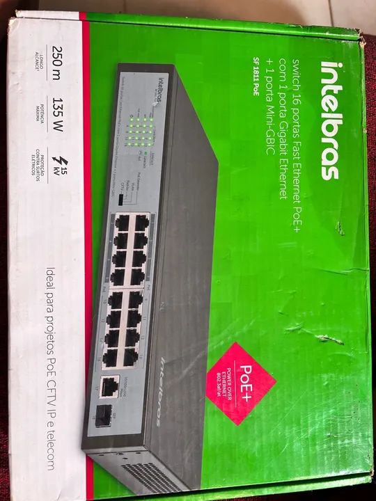 Switch Intelbras 16 Portas PoE+ Gigabit