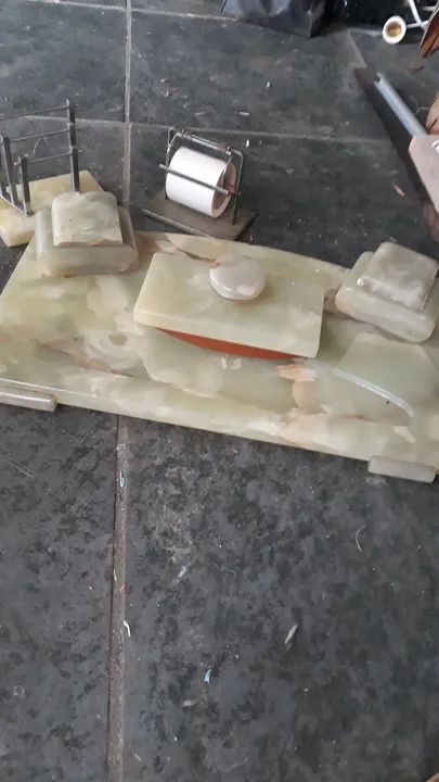 Conjunto de escritório vintage em alabastro 