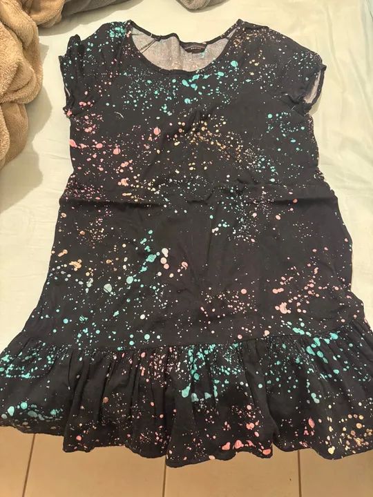 Vestido Cantao Preto com Estampa