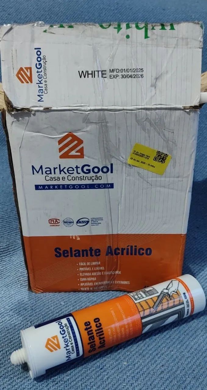 12 Selante Acrílico kit com 12un Branco Base D'água Adesivo Vedação 450g Marketgool - Foto 4
