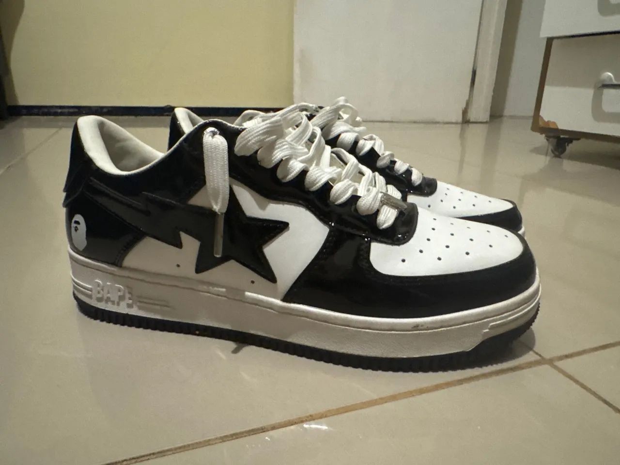 Bape sta low black and white