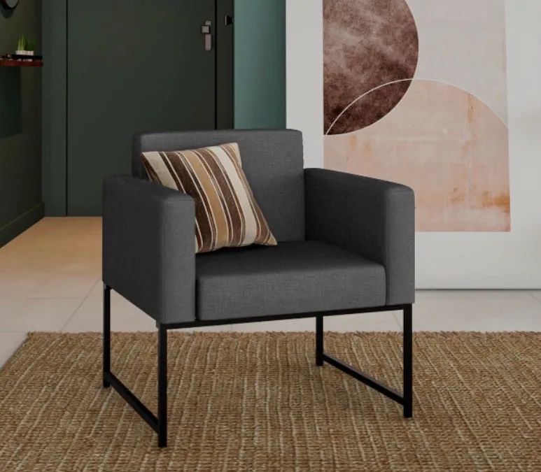 Kit 2 Poltronas em linho cinza escuro - Foto 3