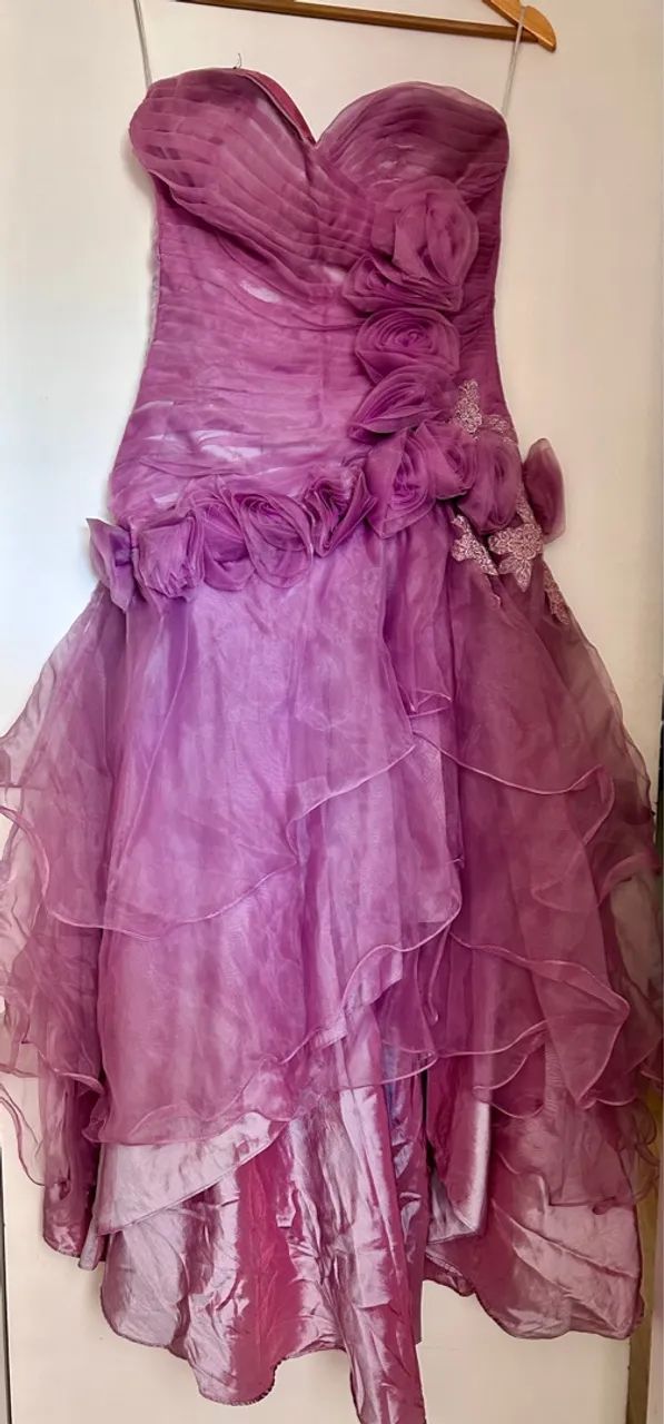 Vestido de Festa Lilás com Flores - Foto 2