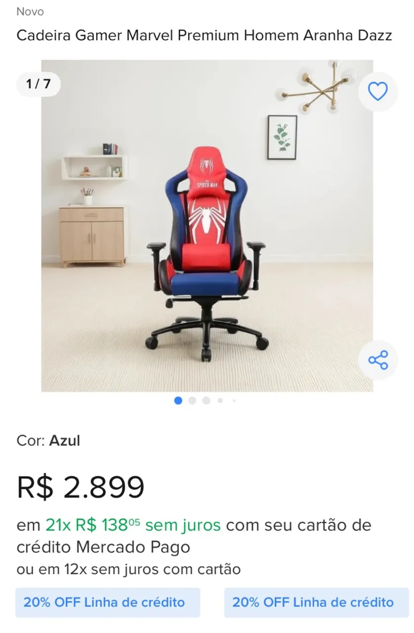 Cadeira Gamer Marvel Premium Homem Aranha Dazz