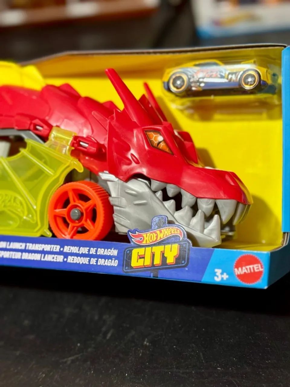 Pista De Carro De Brinquedo Reboque De Dragão Hot Wheels Da Mattel - Foto 3