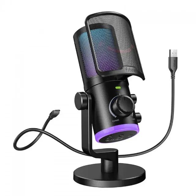 Microfone Fifine AM6 Ampligame RGB cardióide USB Gamer profissional