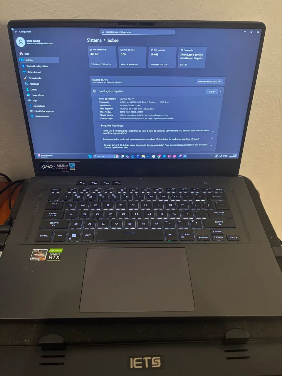 Asus Rog Zephyrus G15 RTX 3060
