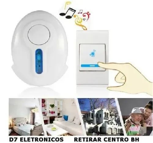 Campainha Sem Fio Controles Sem Fio 32 Toques Aviso Luminoso - Foto 3
