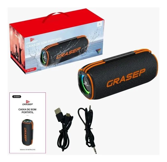 Caixa de Som Bluetooth Grasep D-G322 Potente Prova D'água IPX6 RGB - Foto 2