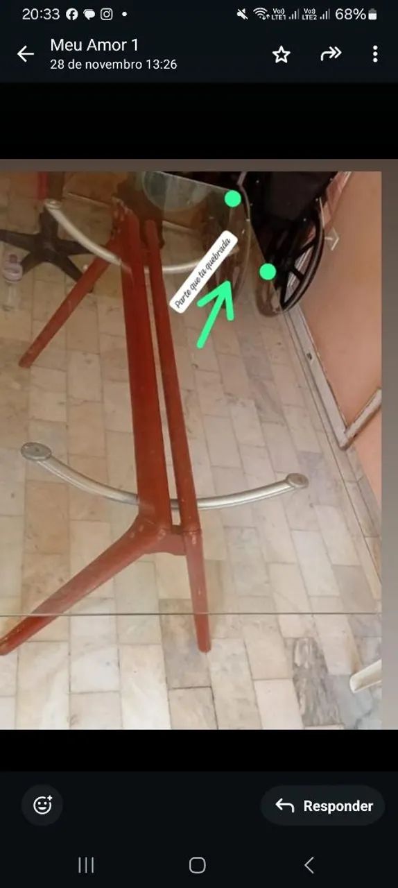 Mesa retangular de vidro com avaria  - Foto 4