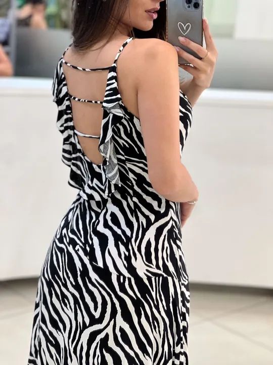 Vestido Zebra Decote nas Costas