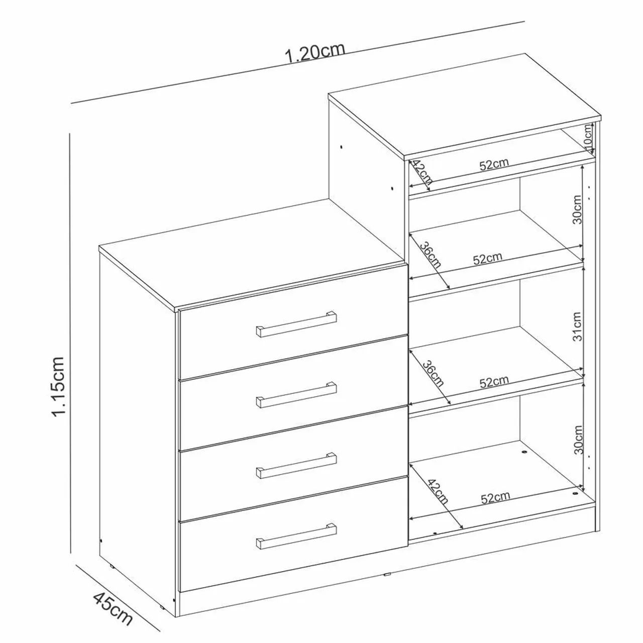 Cômoda com 2 portas  Branco - Foto 2