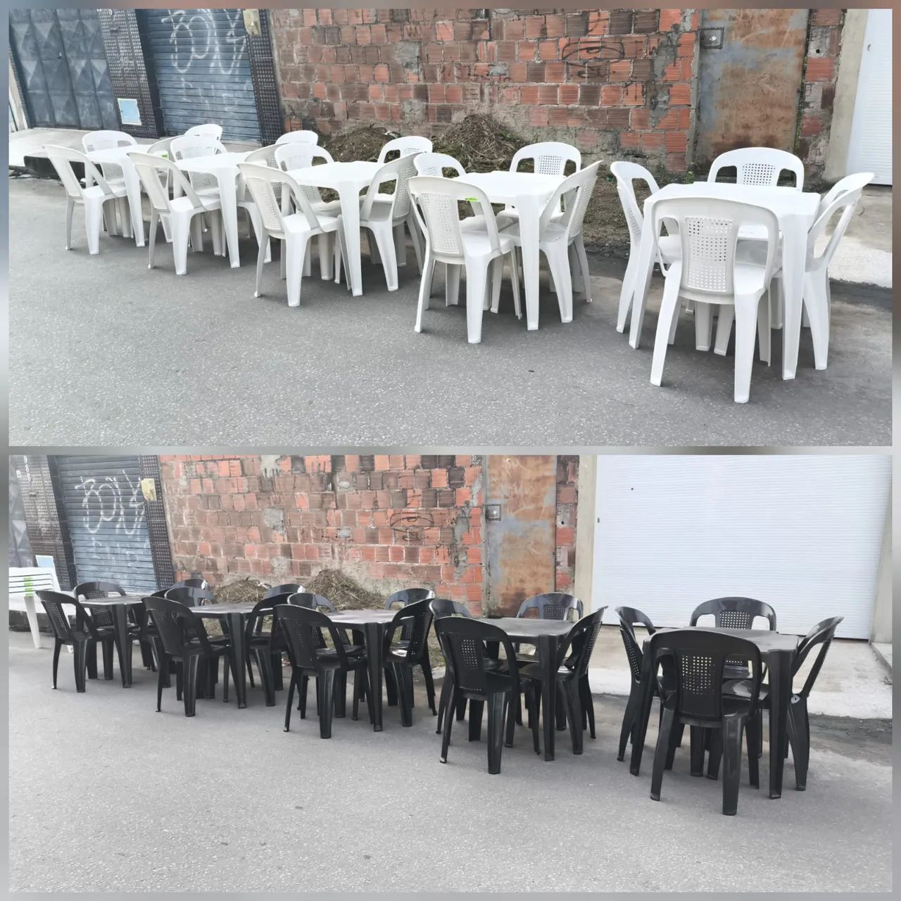 Conjunto de mesas e cadeiras para comércio