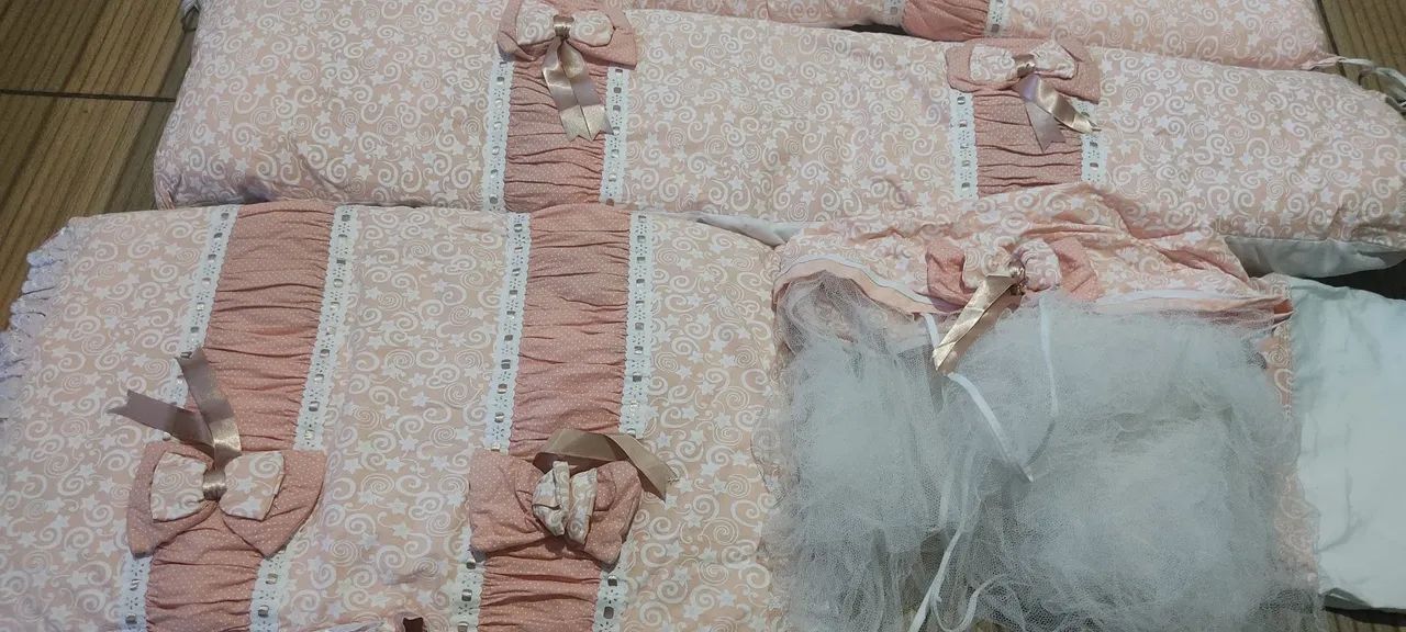 Lote menina RN ao G + fraldas + berço + kit + ninho  - Foto 4