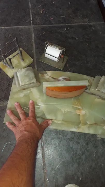 Conjunto de escritório vintage em alabastro  - Foto 3